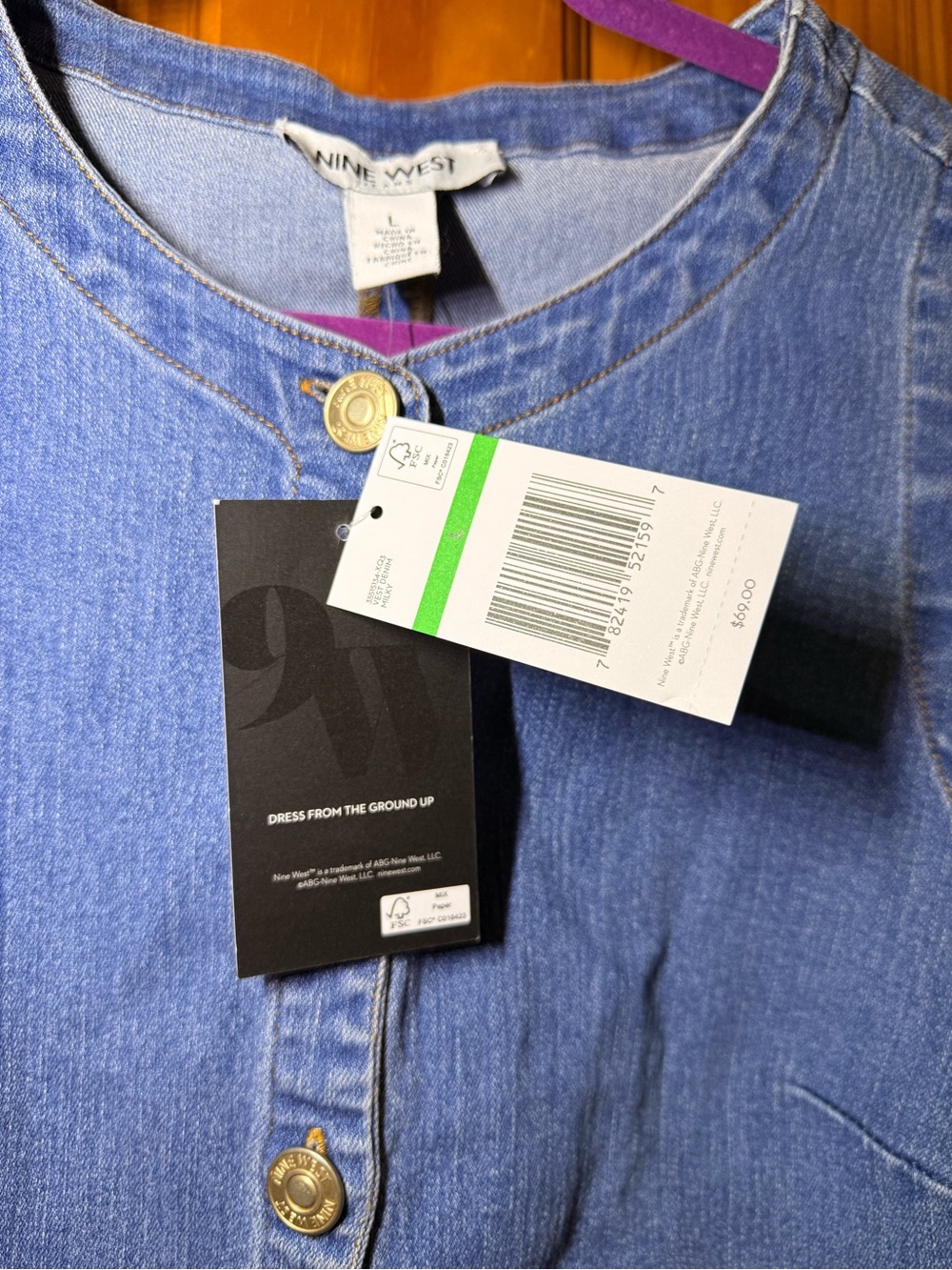 Nine West Women’s Denim Vest - Picture 3 of 4